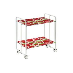 Don Hierro - Table roulante pliante bauhaus châssis blanc, 2 plateaux - 57