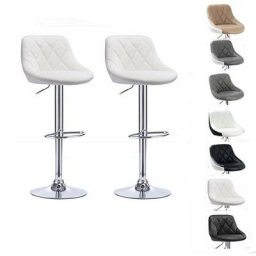 Skecten - Lot de 2 tabourets de bar, hauteur réglable et rotation à 360° (85-105cm), Blanc