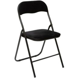 Chaise pliante effet velours - Longueur 52, Largeur 44, Hauteur 79cm - Noir - Noir