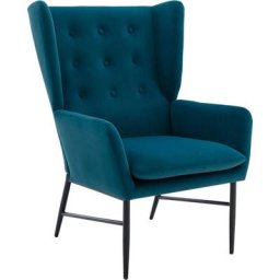 Fauteuil Relax Scandinave en Velours avec Pieds Métal Chaise Salon Rembourés avec Accoudoirs pour