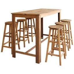 Ensemble Table de bar + 6 Chaises de bar - Table Haute avec 6 Tabourets Bois d'acacia massif