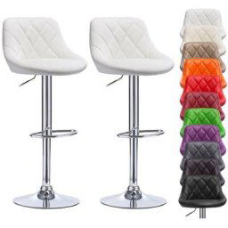 Lot de 2 Tabouret de Bar Tabouret de Comptoir Siège Rembourré en pu Réglable en Hauteur 360°