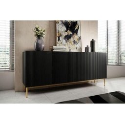 Buffet Bobochic Buffet 4 portes 200 cm kasha Pieds or Noir - Noir
