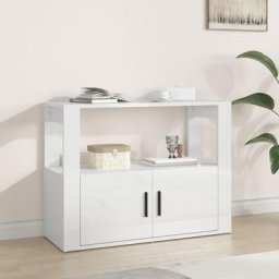 Commode Bahut style Contemporain | Buffet Blanc brillant 80x30x60 cm Bois d'ingénierie Meuble348212