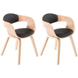 Lot de 2 chaises retro Kingston en similicuir nature/noir