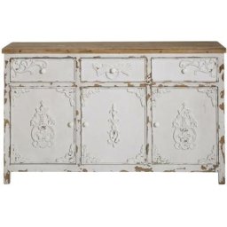 Buffet blanc en pin massif brossé Bastille - Blanc