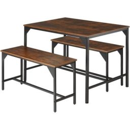 Ensemble de salle à manger bolton 1 Table + 2 Bancs Style Vintage - ensemble pour salle à manger,