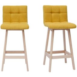 Miliboo - Tabourets de bar en tissu effet velours jaune moutarde H65 cm (lot de 2) klaris - Jaune