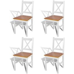 Chaises à manger lot de 4 blanc bois de pin Vidaxl Blanc et beige