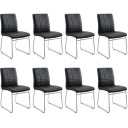 Sicotas - Lot de 8 Chaise à Manger Chaises de Cuisine avec Assise et Dossier en Cuir Artificiel,