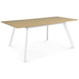 Idmarket - Table scandinave extensible inga 160-200 cm plateau bois pieds blancs - Bois-clair