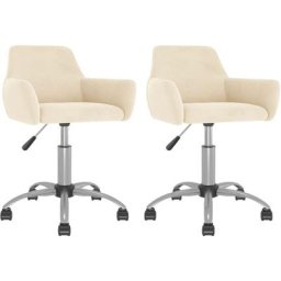 Chaises pivotantes à manger lot de 2 crème velours Vidaxl Crème