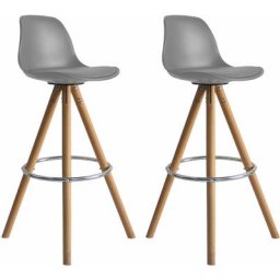 Happy Garden - Lot de 2 tabourets scandinaves tobias gris avec coussin - Gris