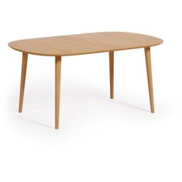 Table extensible Oqui mdf placage chêne et pieds en bois massif 160(260)x100 cm - Naturel - Kave