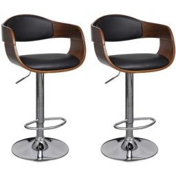 Tabourets de bar lot de 2 bois courbé et similicuir Vidaxl n/a