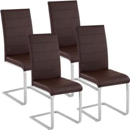 4 Chaises de Salle à Manger BETTINA Rembourrées Pieds en métal Argentés Design Moderne - lot de 4