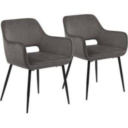 Chaise et fauteuil de table BOBOCHIC - Lot de 2 fauteuils de table MANON gris - Gris foncé