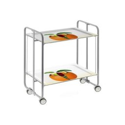 Don Hierro - Table roulante pliante bauhaus, 2 plateaux, châssis gris aluminium. - 43