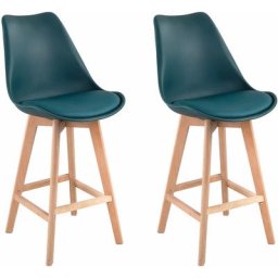 Happy Garden - Lot de 2 tabourets scandinaves sven bleus avec coussin - Bleu