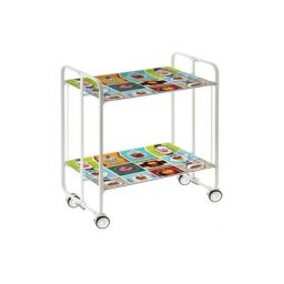 DON HIERRO - Table roulante pliante BAUHAUS châssis blanc, 2 plateaux - 21
