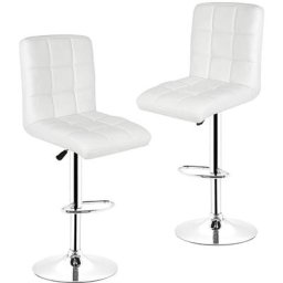 Dyhf - Lot de 2 Tabourets de bar design simili cuir avec dossier blanc Tabourets de bar design avec