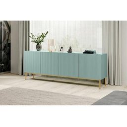 Buffet Bobochic Buffet 4 portes 200 cm kasha Pieds or Bleu clair - Bleu clair