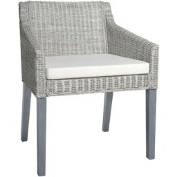 Chaise de salle à manger avec coussin Gris Rotin naturel,60 x 60 x 79 cm,Style Scandinave