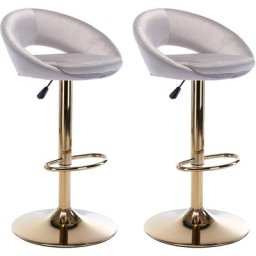 Lot de 2 Tabouret de Bar en Velours Chaise de Bar Réglable avec Pieds Dorés, Chaise Haute Cuisine