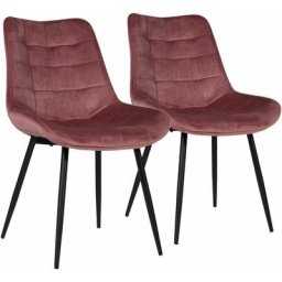 Lot de 2 chaises en velours louise roses - Rose