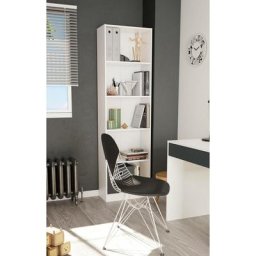 Dmora - Librairie Pomona, Bibliothèque haute avec 5 étagères, Étagère de bureau ou de chambre,