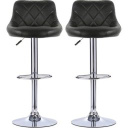 Tabouret de Bar Lot de 2 avec siège Bien rembourré,tabourets en Cuir Artificiel réglable-Noir