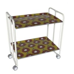 Don Hierro - Table roulante pliante bauhaus châssis blanc, 2 plateaux - 31