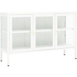 Buffet Blanc 105x35x70 cm Acier et verre Vidaxl Blanc