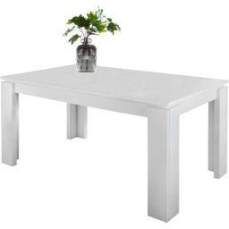Maso Table de salle à manger 90x160/200 cm avec rallonge dans la table, blanc.