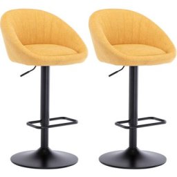 Chaise de bar Lot de 2 Tabouret de Bar en Tissu Chaise Haute Cuisine Réglable pour Bar, Jaune