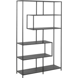 Ebuy24 - Sea Étagère avec 4 tablettes de rangement asymétriques, finition frêne, noir.