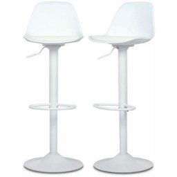 Lot de 2 tabourets de bar réglables 61,5/83,5cm - Noah - simili cuir blanc - hauteur réglable,