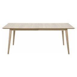 Canes Table de salle à manger en plaqué chêne et chêne délavé blanc massif.