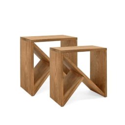 Pack de 2 Tables de chevet Stoke chêne foncé 50x50x20 cm