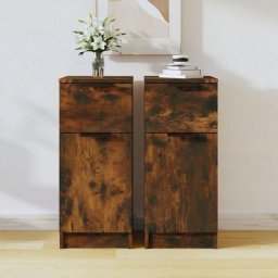 Lot de 2 Buffets Bahut | Meubles de rangement Commode Chêne fumé 30x30x70 cm Bois d'ingénierie
