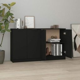 Lot de 2 Buffets Bahut | Meubles de rangement Commode Noir 60x30x70 cm Bois d'ingénierie 64527