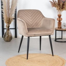 Dimehouse - Fiona Chaise de salle à manger avec accoudoirs velours taupe - Taupe, Brun