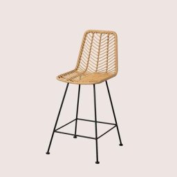 Lot de 2 Tabourets Hauts en Rotin Synthétique Gouda Naturel Sklum naturel ↑65 cm Noir - naturel ↑65