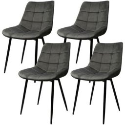 Dyhf - Lot de 4 chaises en velours.Chaises de salle à manger.Chaise de cuisine Gris foncé