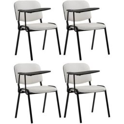 Lot de 4 Chaises Ken en similicuir avec tablette rabattable blanc
