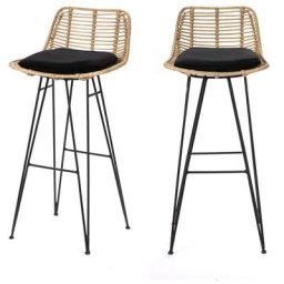 Lot de 2 chaises de bar design en rotin 75cm - Capurgana - Couleur - Naturel Drawer