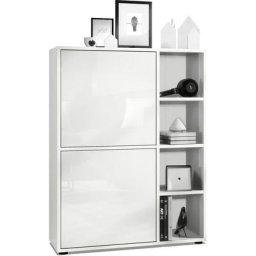 Buffet haut Armoire Cabinet Commode Cuba Blanc mat - haute brillance - Portes en Blanc laqué haute