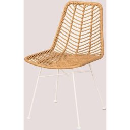 Lot de 4 Chaises de Jardin en Rotin Synthétique Gouda Natural Sklum naturel Blanc - naturel Blanc