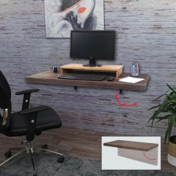 HW - Table murale C-H48, table pliante en bois massif - 120x60cm brun miteux