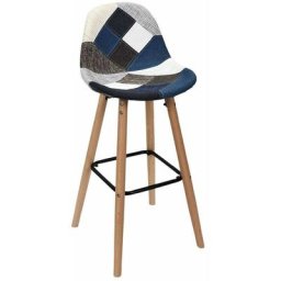Lot de 2 tabourets de bar patchwork bleu gris - Bleu